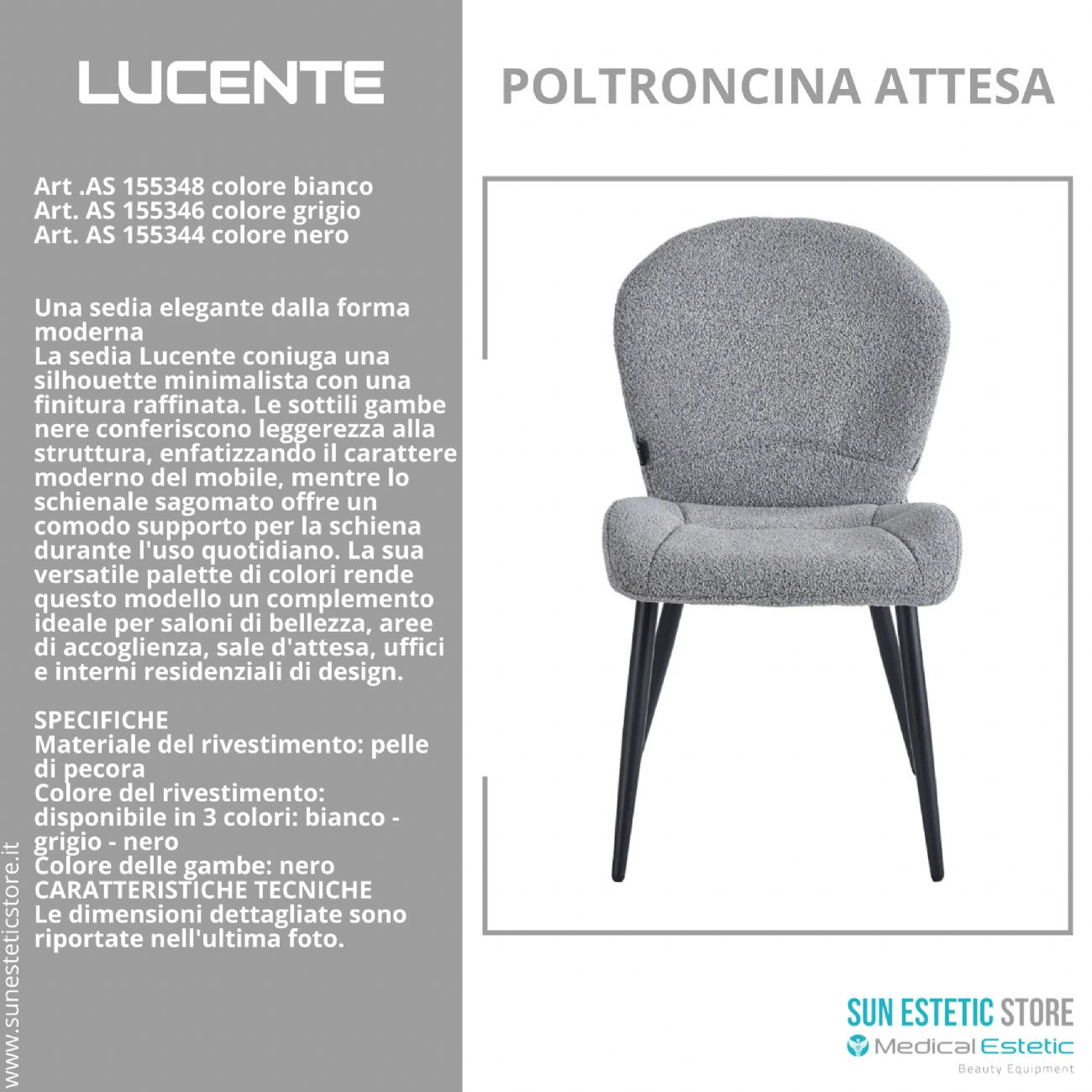 4Rico Lucente sedia poltroncina per reception sala attesa