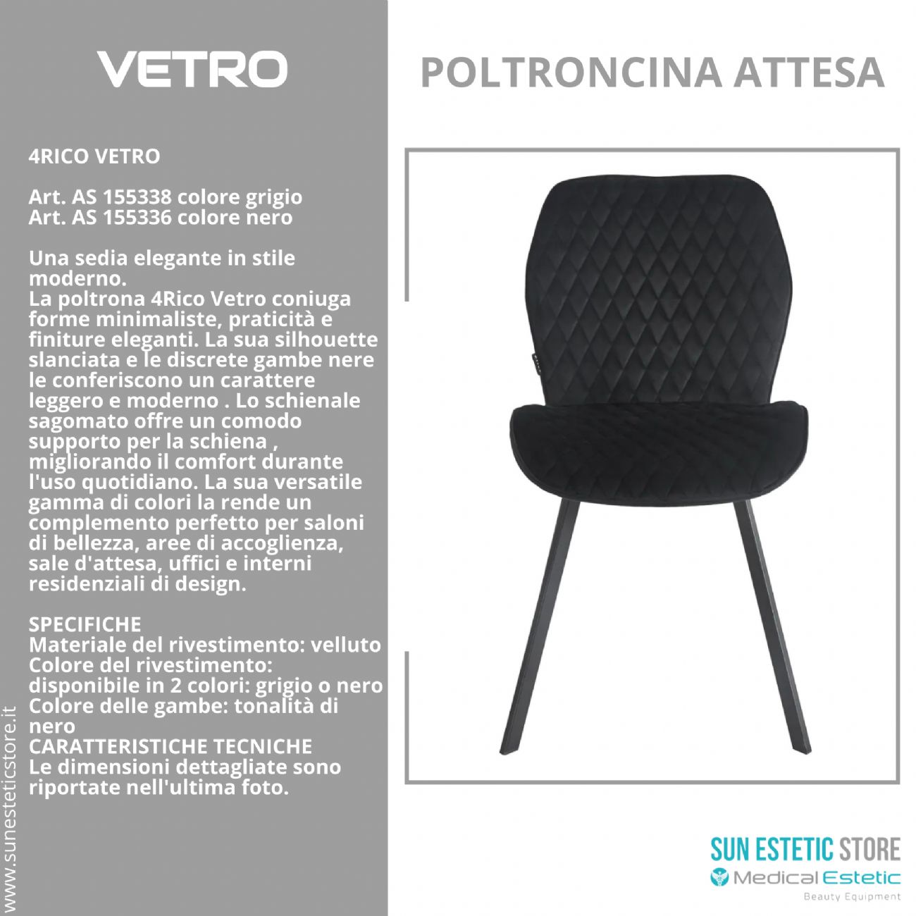 4Rico Vetro sedia poltroncina per reception sala attesa