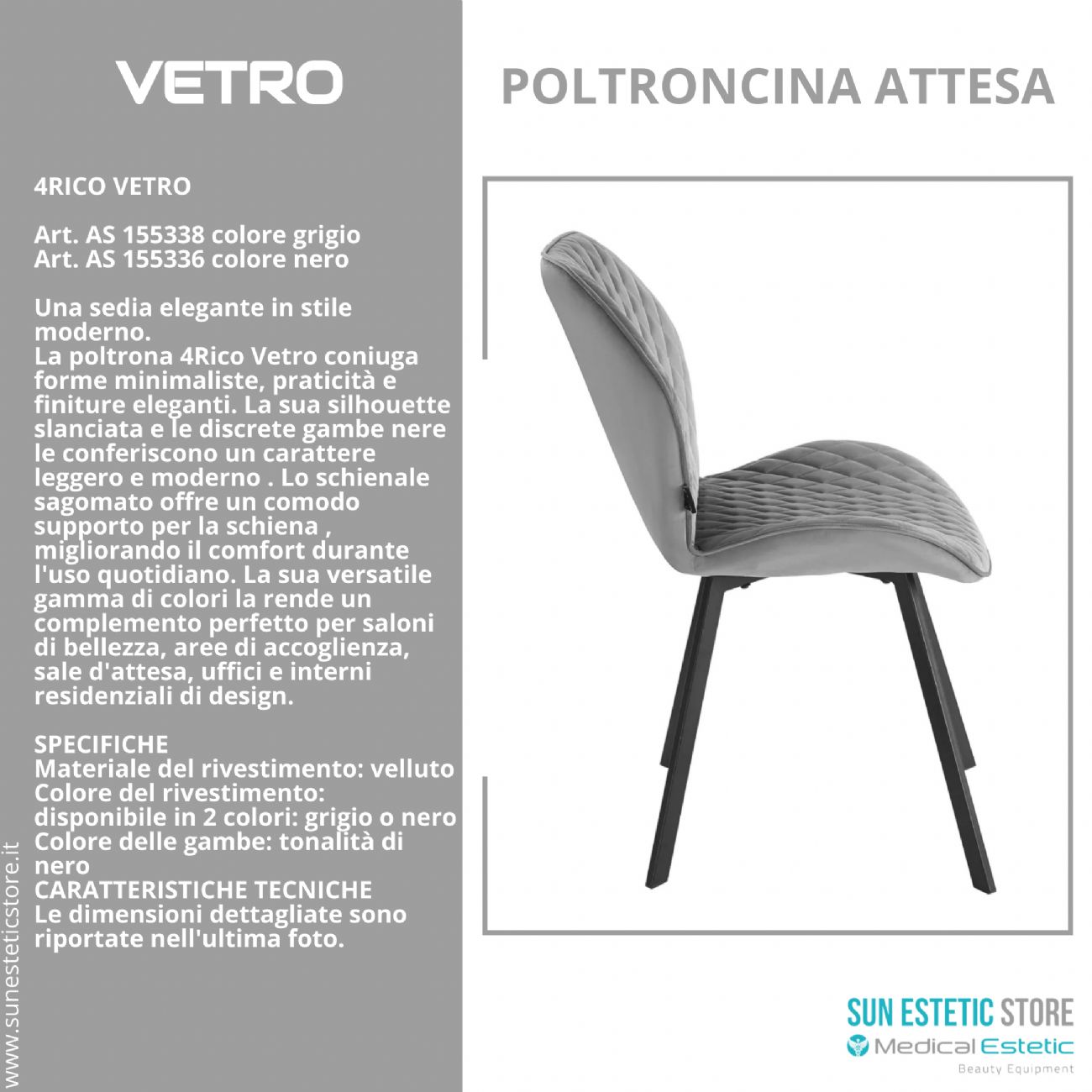 4Rico Vetro sedia poltroncina per reception sala attesa