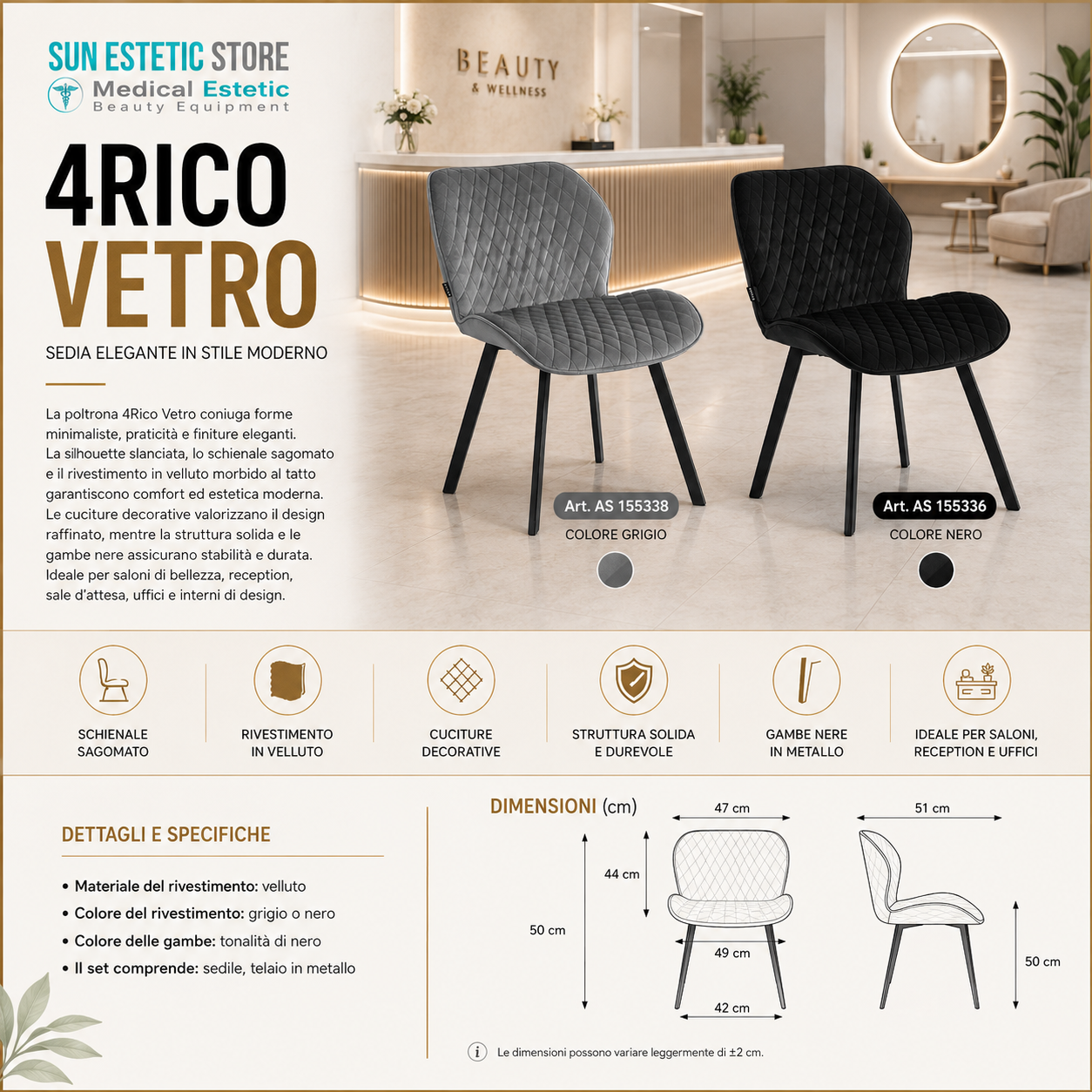 4Rico Vetro sedia poltroncina per reception sala attesa