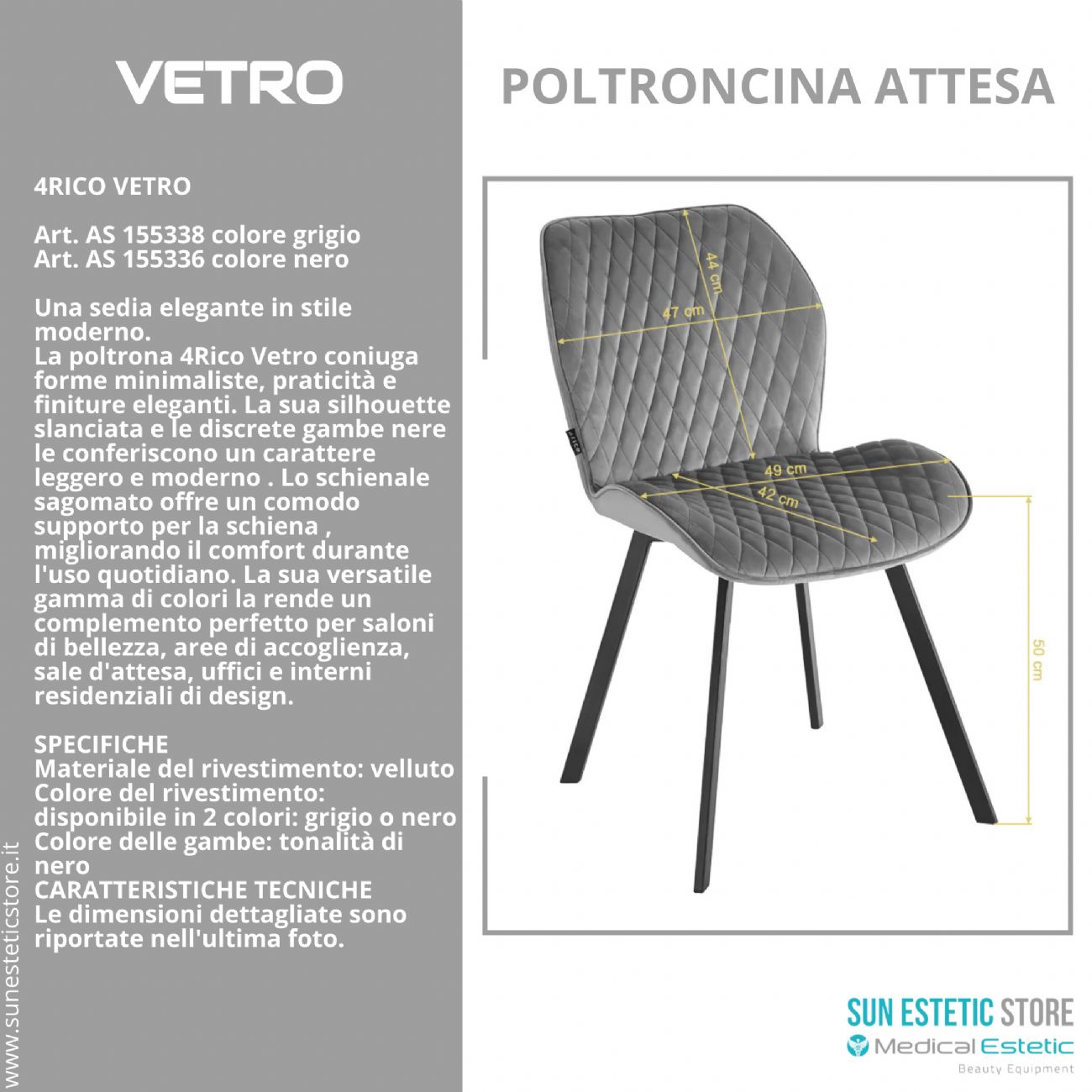 4Rico Vetro sedia poltroncina per reception sala attesa