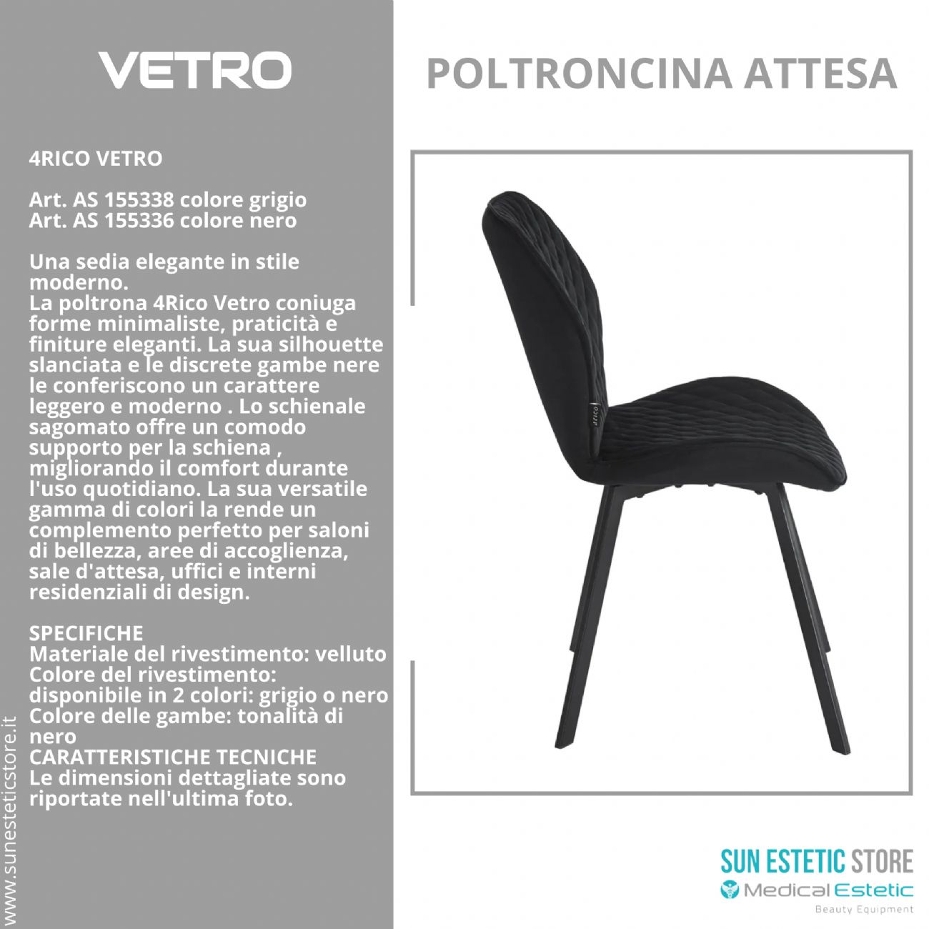 4Rico Vetro sedia poltroncina per reception sala attesa
