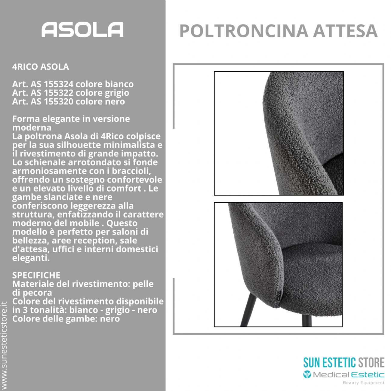 4Rico Asola sedia poltroncina reception sala attesa