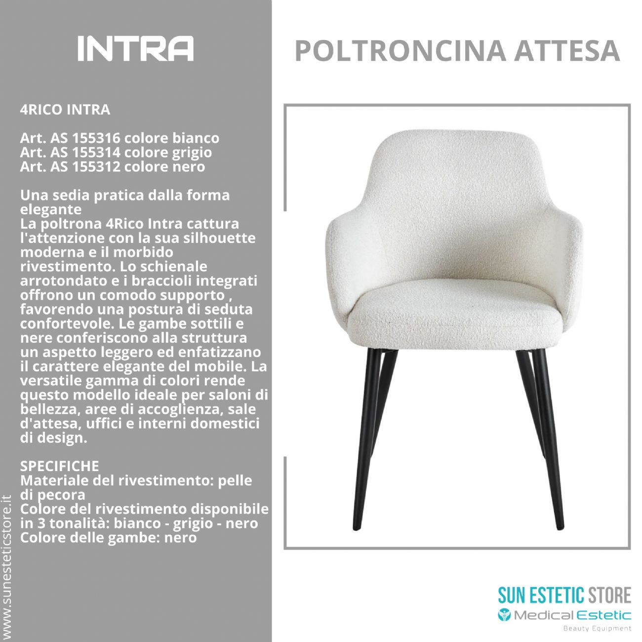 4Rico Intra sedia poltroncina reception sala attesa