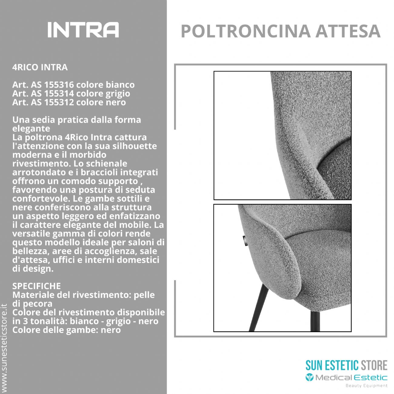 4Rico Intra sedia poltroncina reception sala attesa