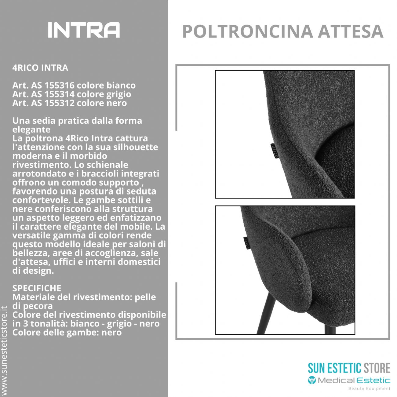 4Rico Intra sedia poltroncina reception sala attesa