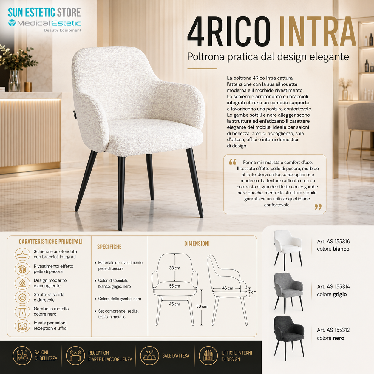4Rico Intra sedia poltroncina reception sala attesa