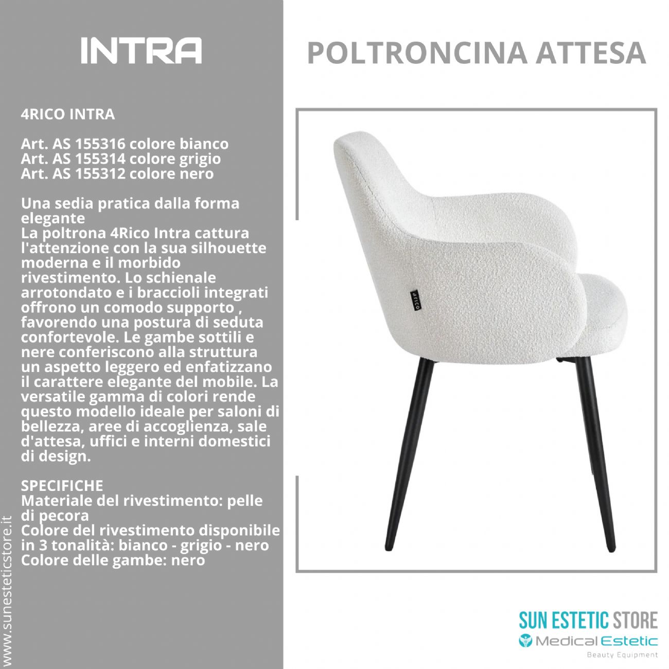 4Rico Intra sedia poltroncina reception sala attesa