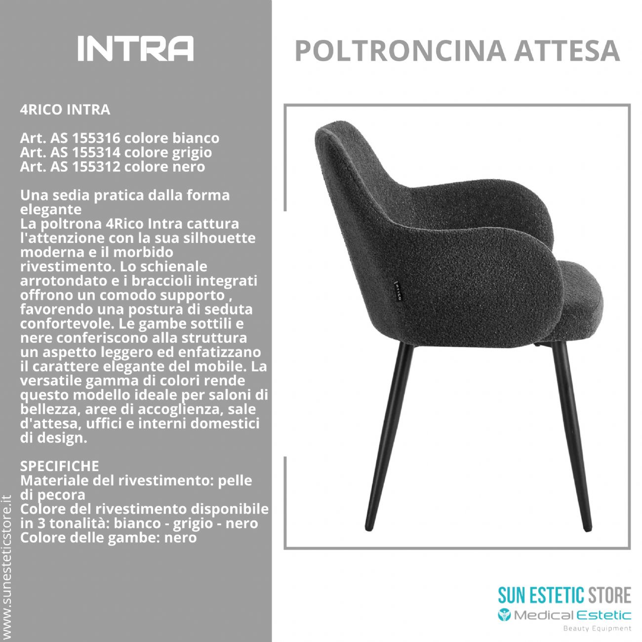 4Rico Intra sedia poltroncina reception sala attesa