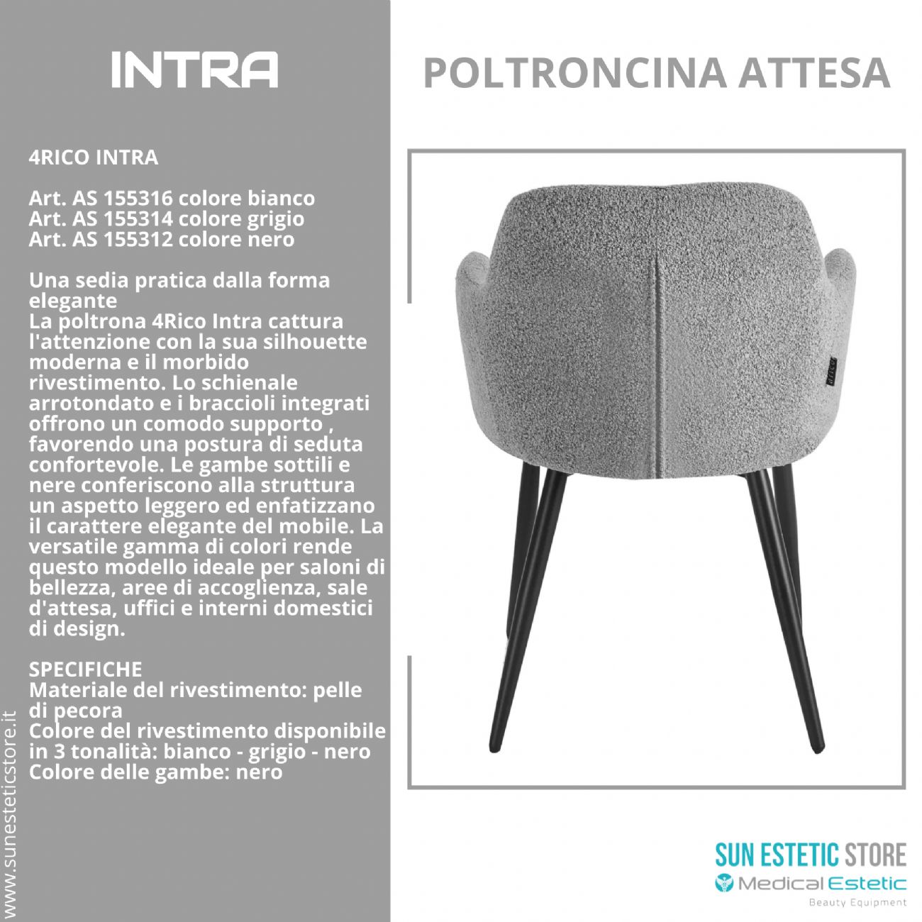 4Rico Intra sedia poltroncina reception sala attesa