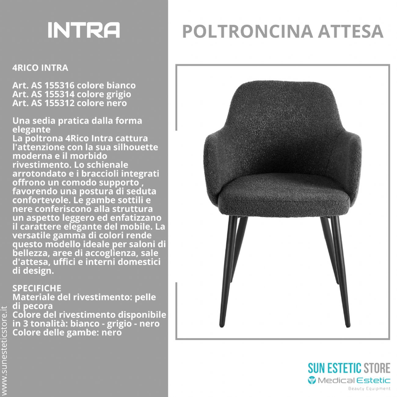 4Rico Intra sedia poltroncina reception sala attesa