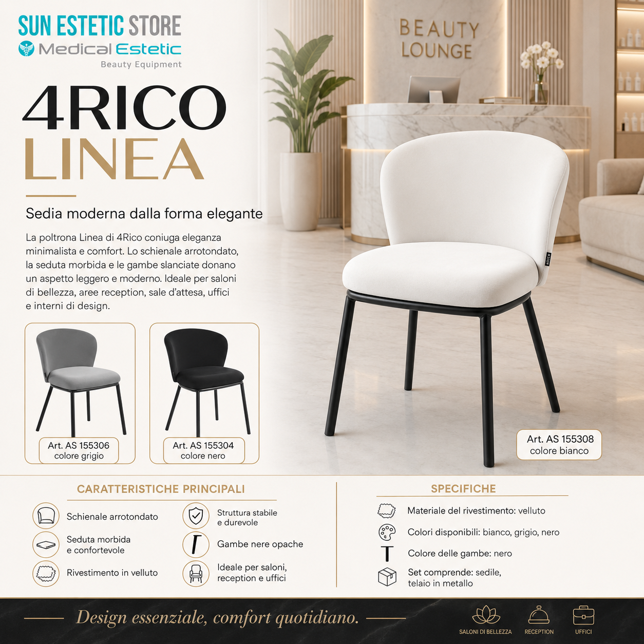 4Rico Linea sedia poltroncina reception sala attesa