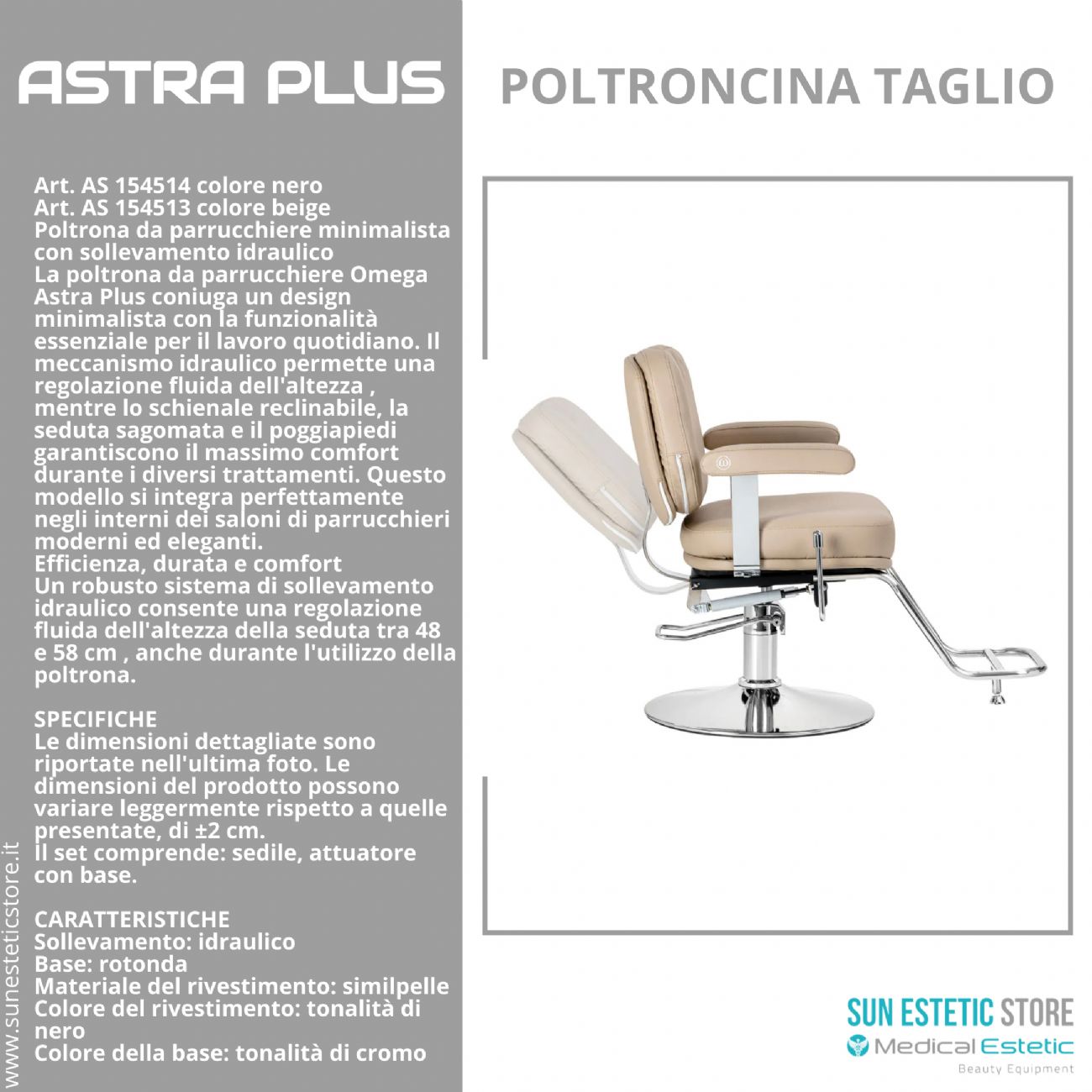 Astra Plus sedia poltroncina taglio parrucchiere