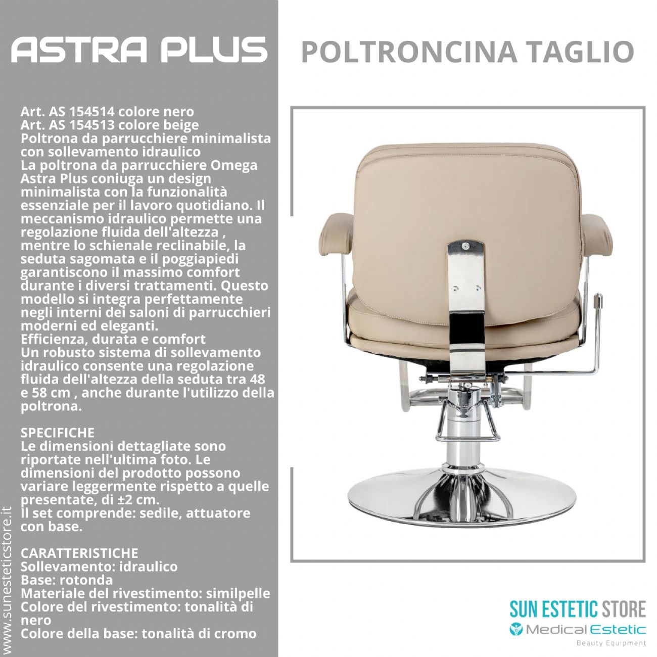 Astra Plus sedia poltroncina taglio parrucchiere