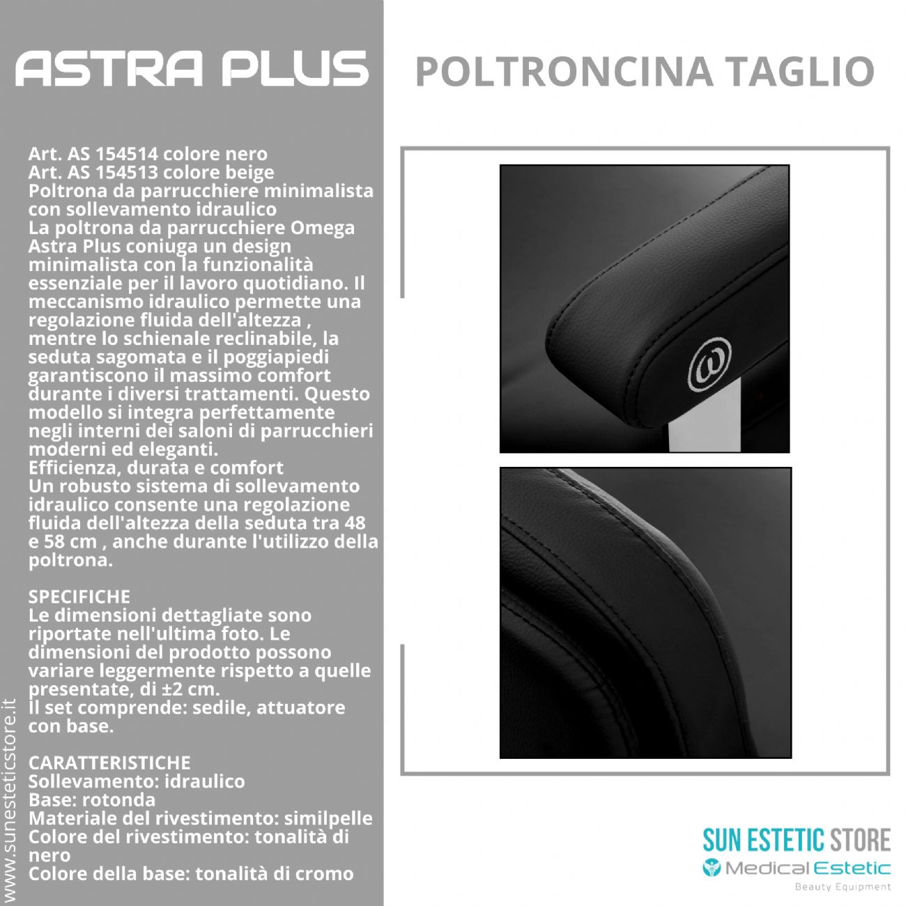 Astra Plus sedia poltroncina taglio parrucchiere