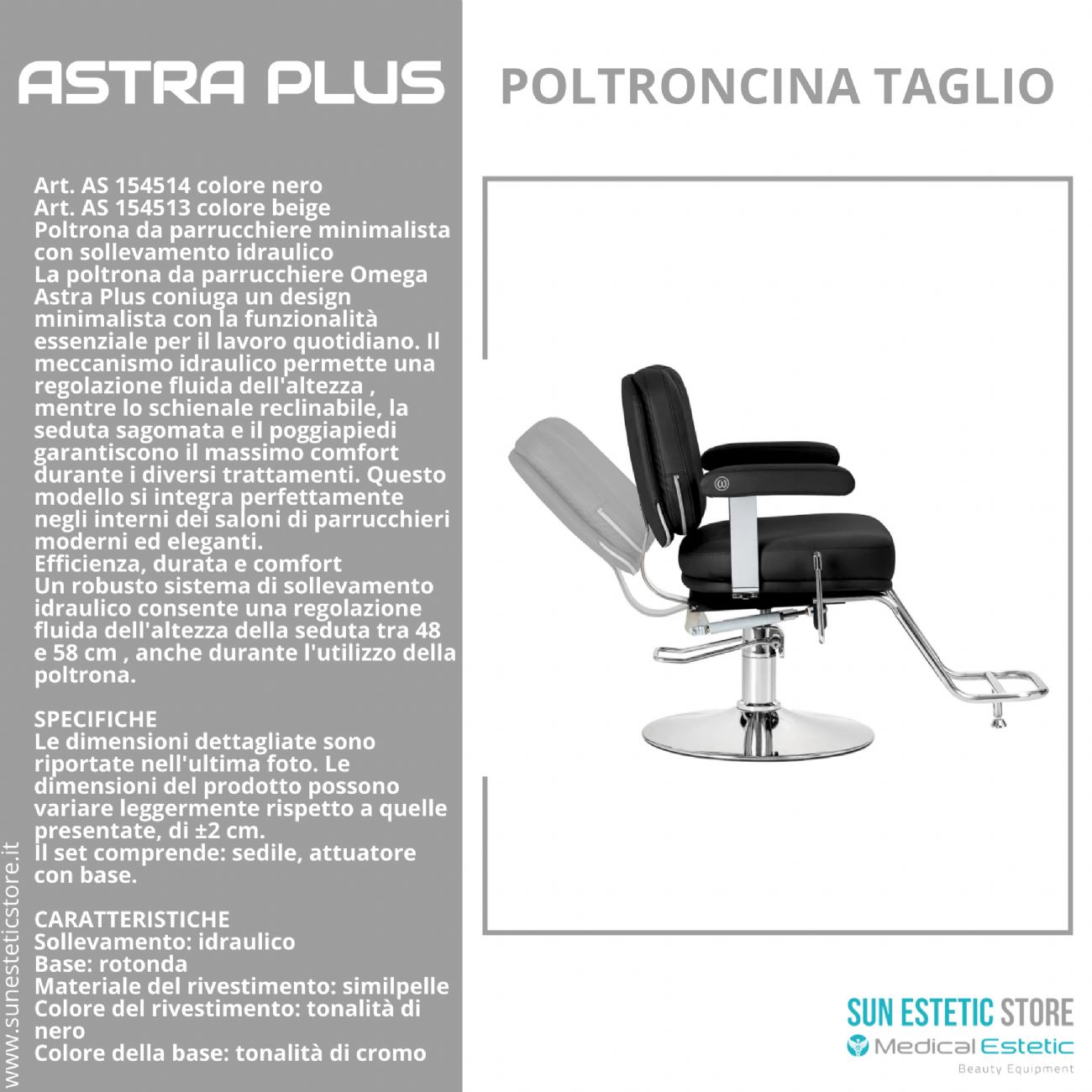 Astra Plus sedia poltroncina taglio parrucchiere