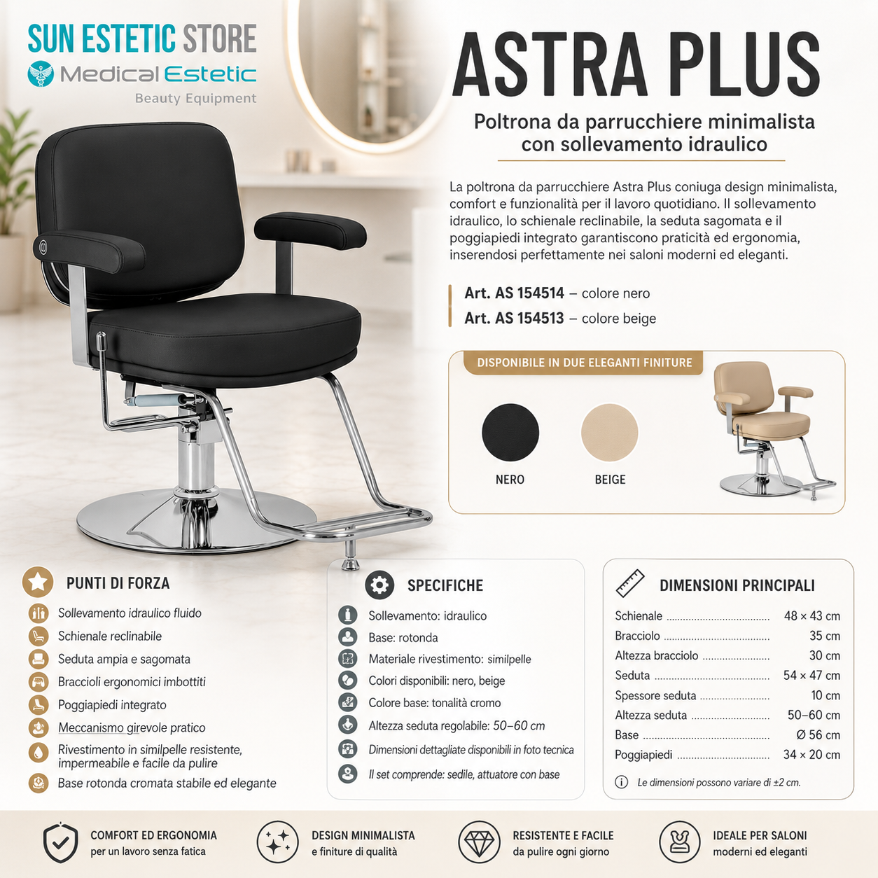Astra Plus sedia poltroncina taglio parrucchiere