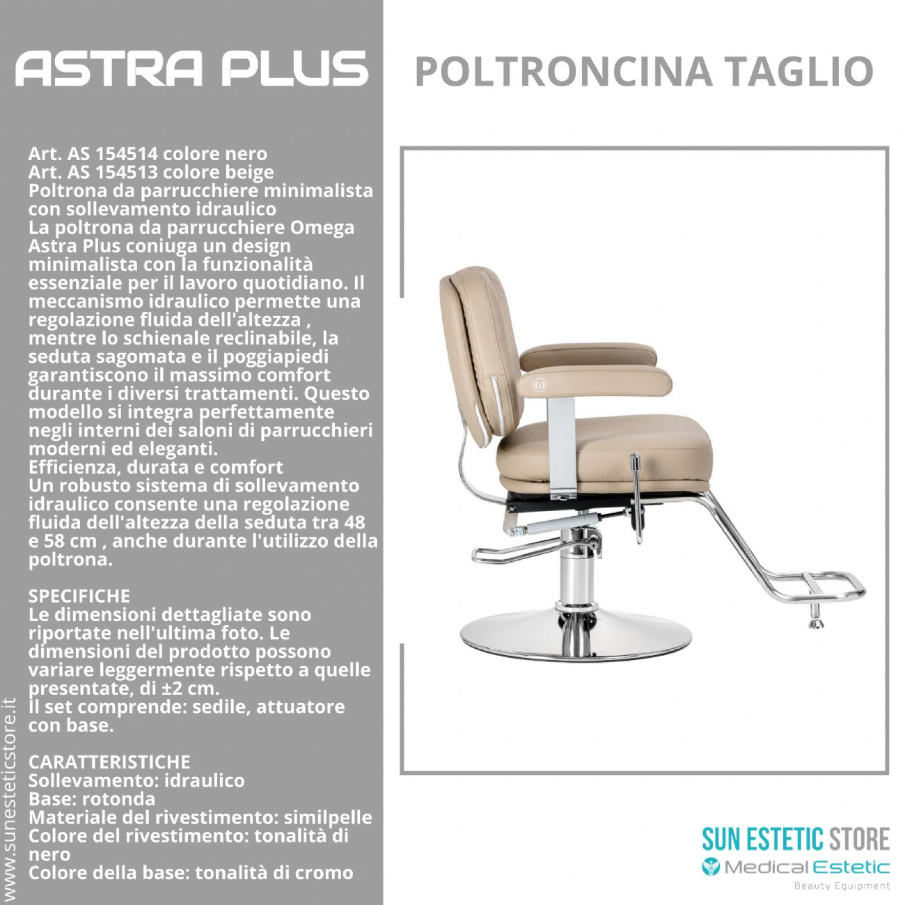 Astra Plus sedia poltroncina taglio parrucchiere