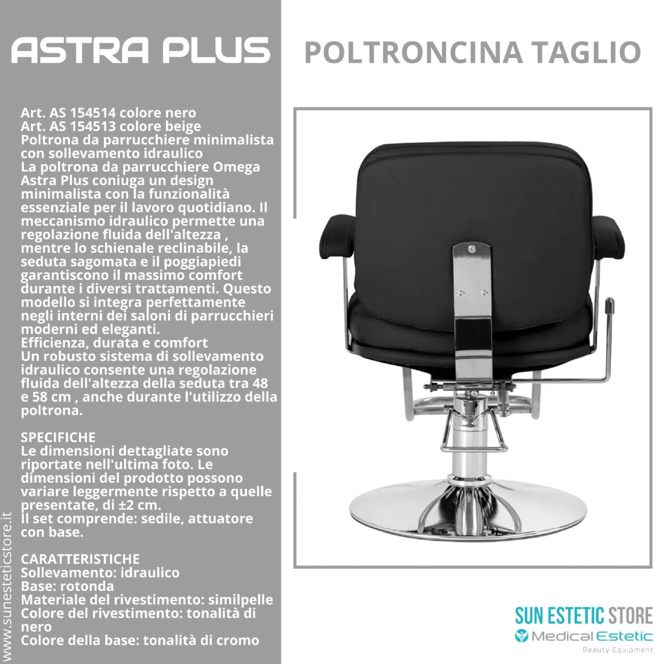 Astra Plus sedia poltroncina taglio parrucchiere