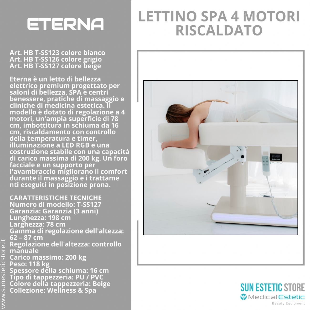 Eterna lettino Spa 4 motori riscaldato