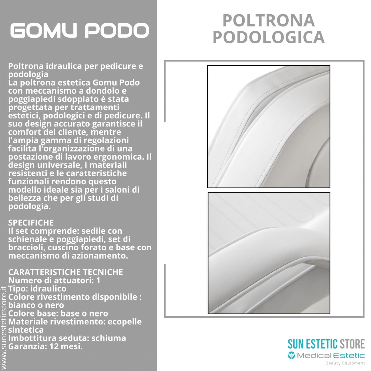 Gomu Podo 210 Poltrona Podologica Idraulica per Pedicure e Podologia