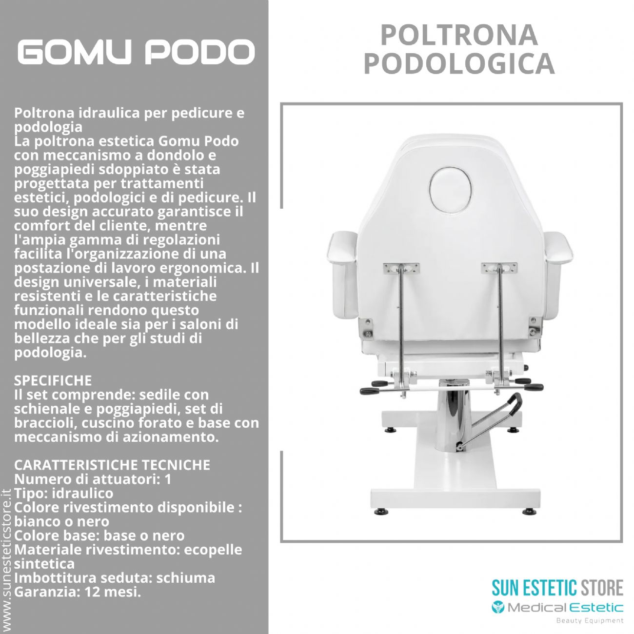 Gomu Podo 210 Poltrona Podologica Idraulica per Pedicure e Podologia