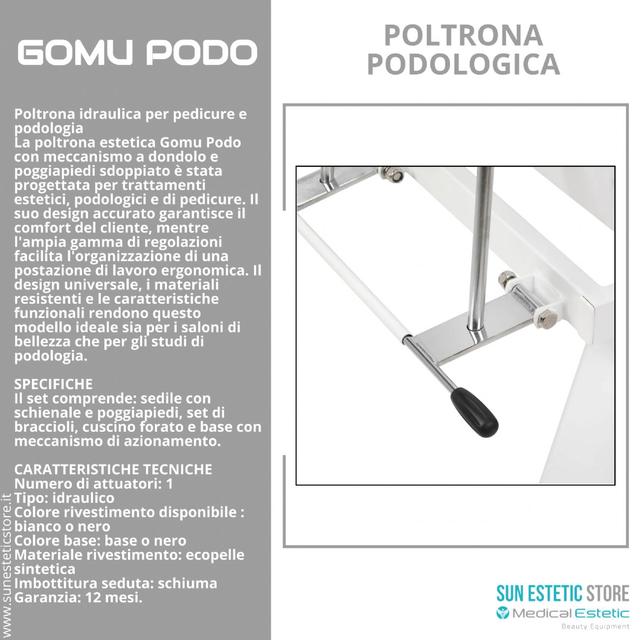 Gomu Podo 210 Poltrona Podologica Idraulica per Pedicure e Podologia