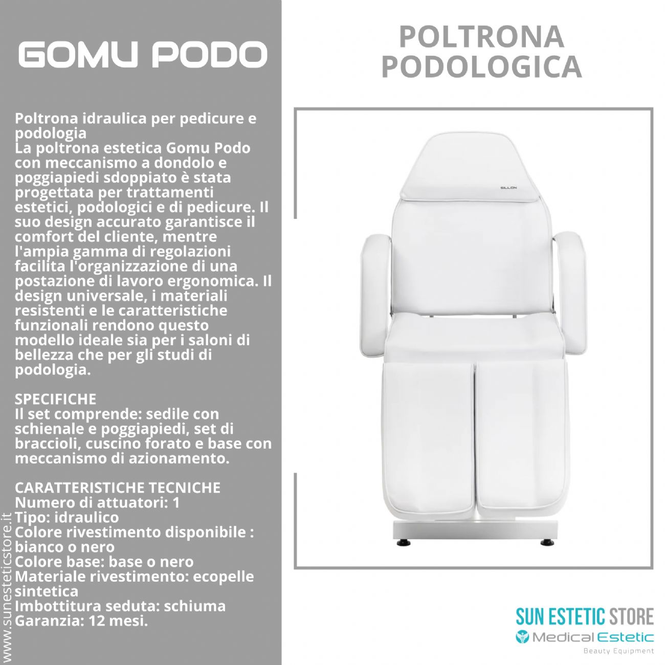 Gomu Podo 210 Poltrona Podologica Idraulica per Pedicure e Podologia
