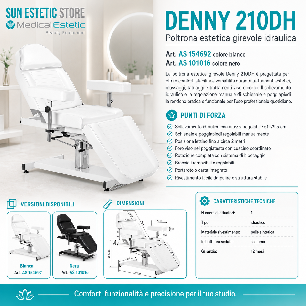 Denny 210DH poltrona lettino idraulica
