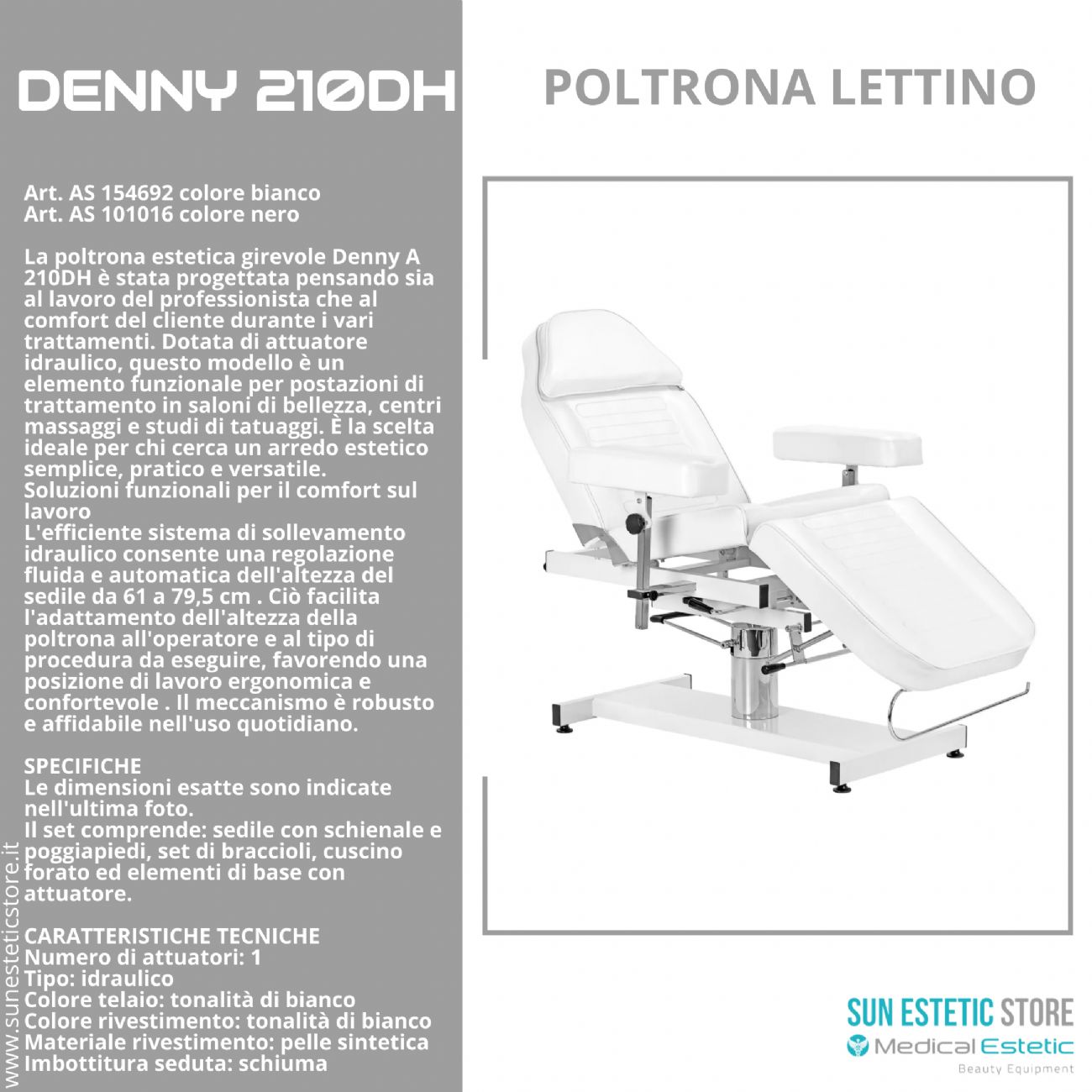 Denny 210DH poltrona lettino idraulica