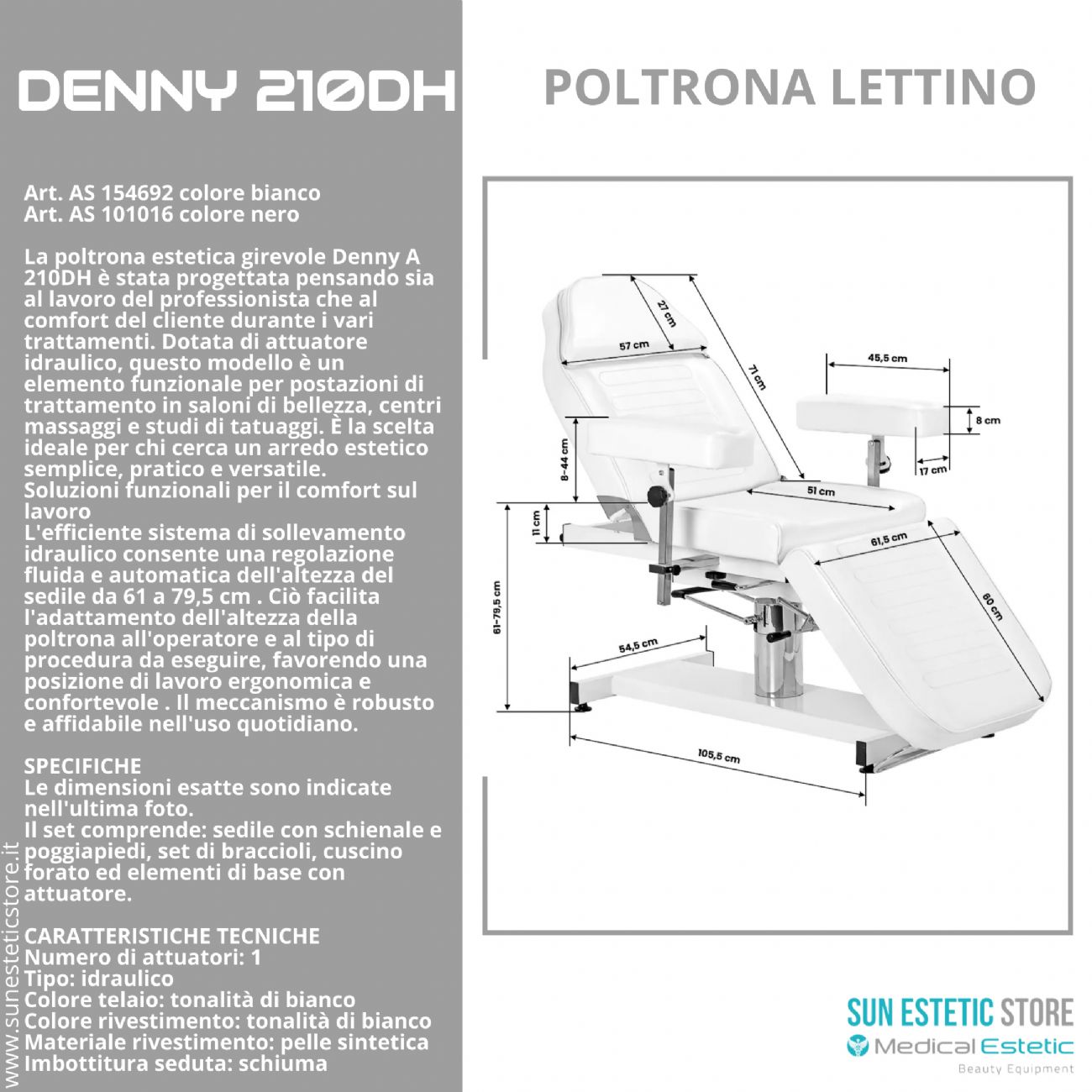 Denny 210DH poltrona lettino idraulica