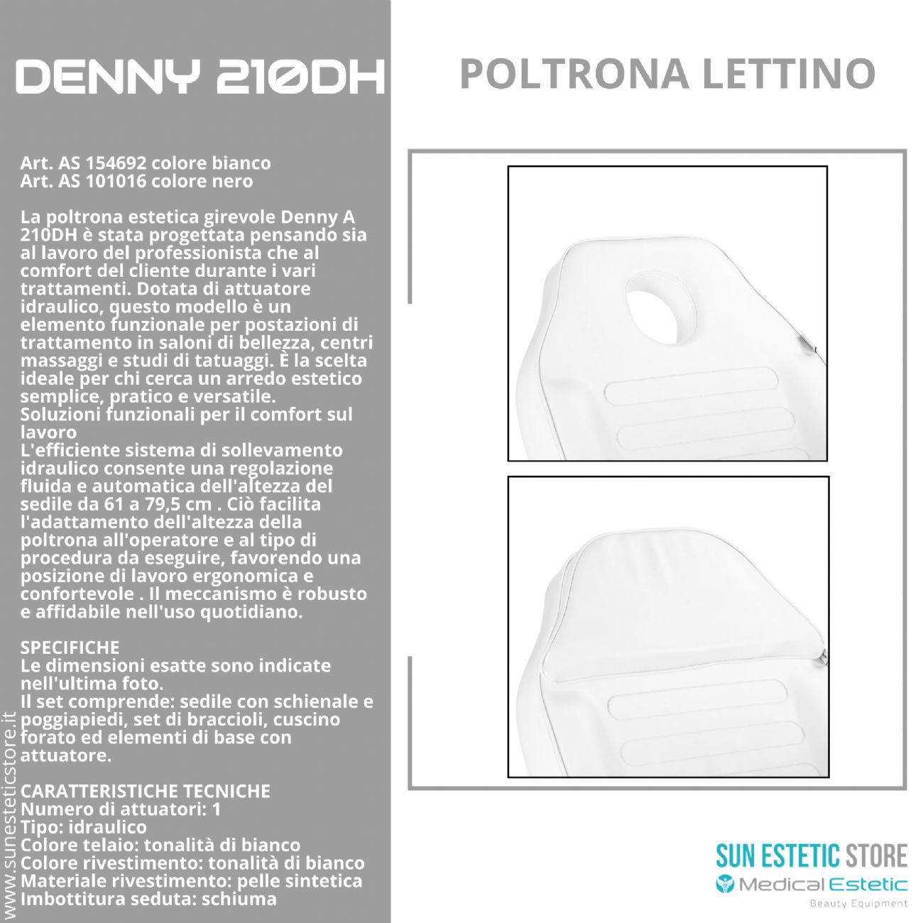 Denny 210DH poltrona lettino idraulica