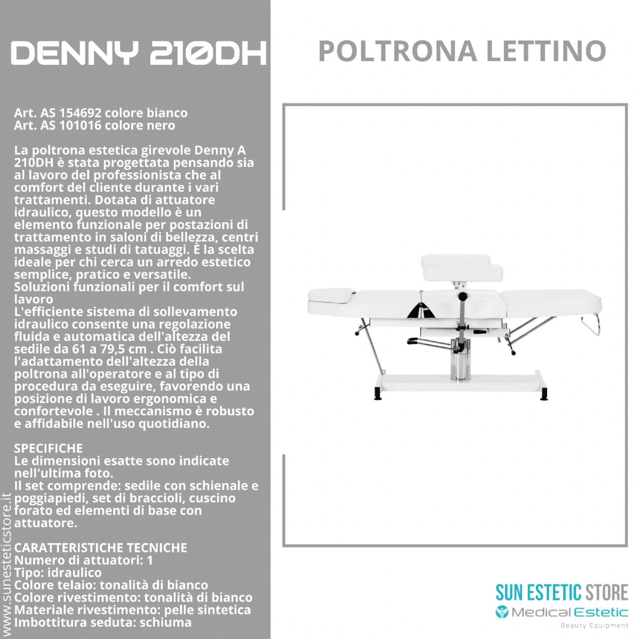 Denny 210DH poltrona lettino idraulica