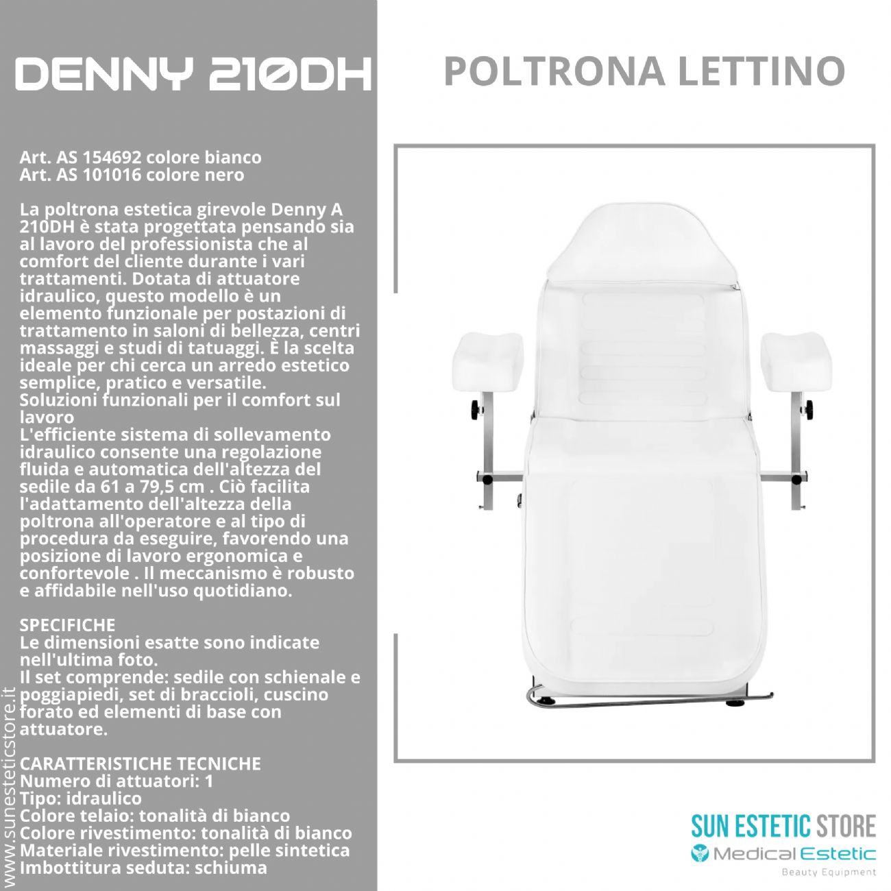 Denny 210DH poltrona lettino idraulica