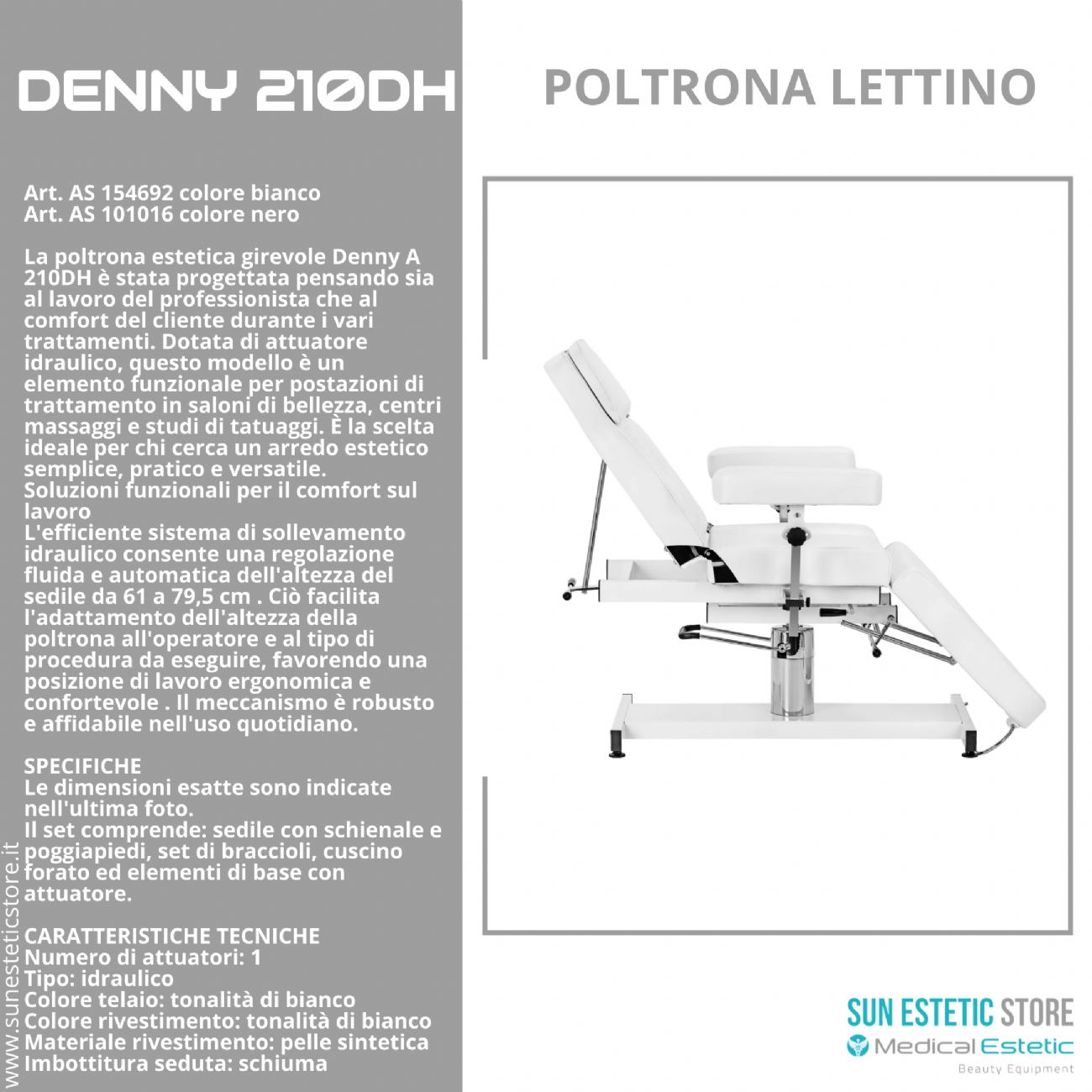 Denny 210DH poltrona lettino idraulica