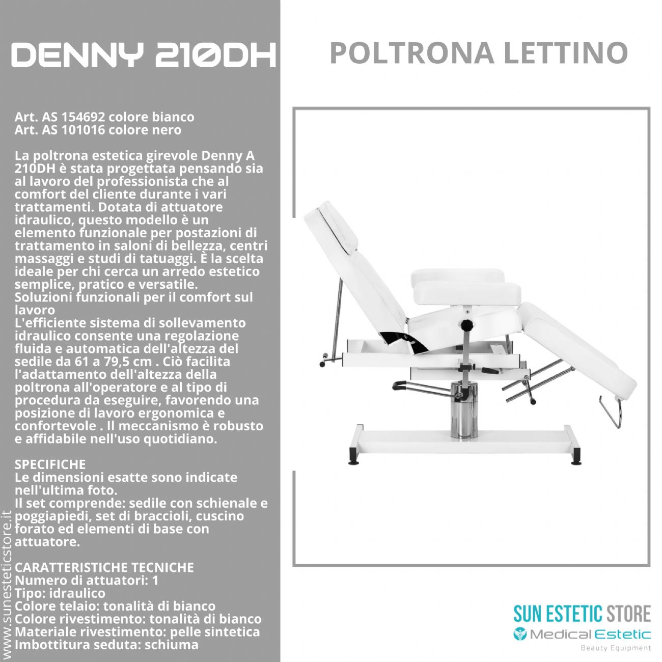 Denny 210DH poltrona lettino idraulica