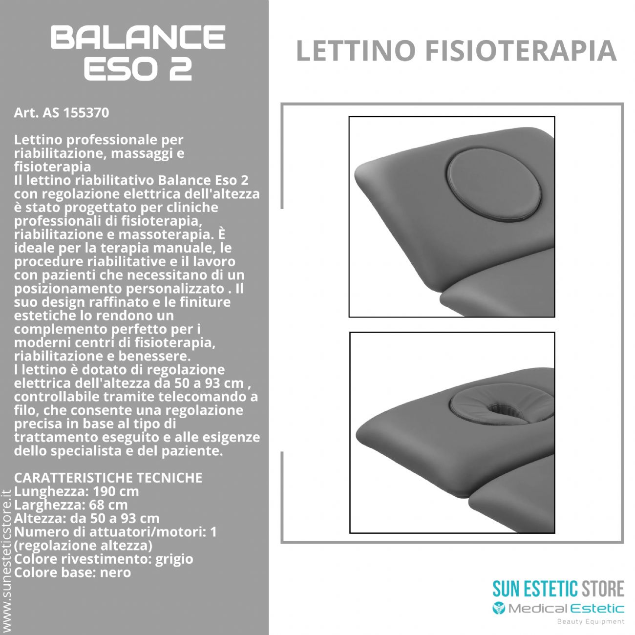 Balance Eso 2 lettino fisioterapia elettrico 2 sezioni
