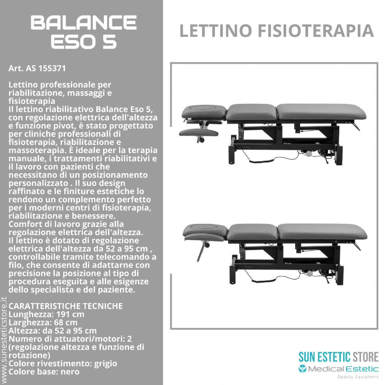 Balance Eso 5 lettino fisioterapia 3 sezioni 2 motori