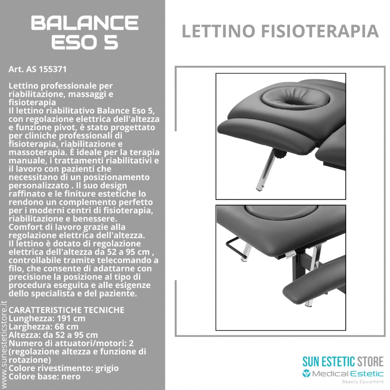 Balance Eso 5 lettino fisioterapia 3 sezioni 2 motori