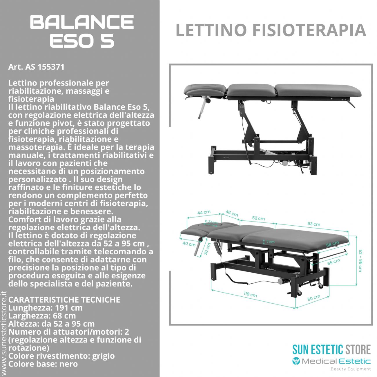 Balance Eso 5 lettino fisioterapia 3 sezioni 2 motori