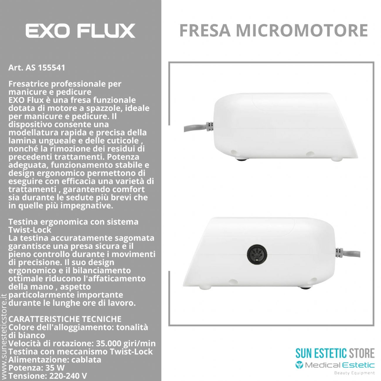 Fresa Unghie Professionale EXO Flux 35.000 giri/min