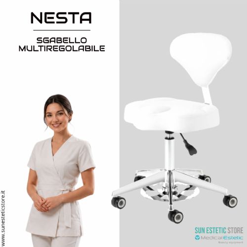 NESTA 156-F: Sgabello Cosmetico Ergonomico Regolabile