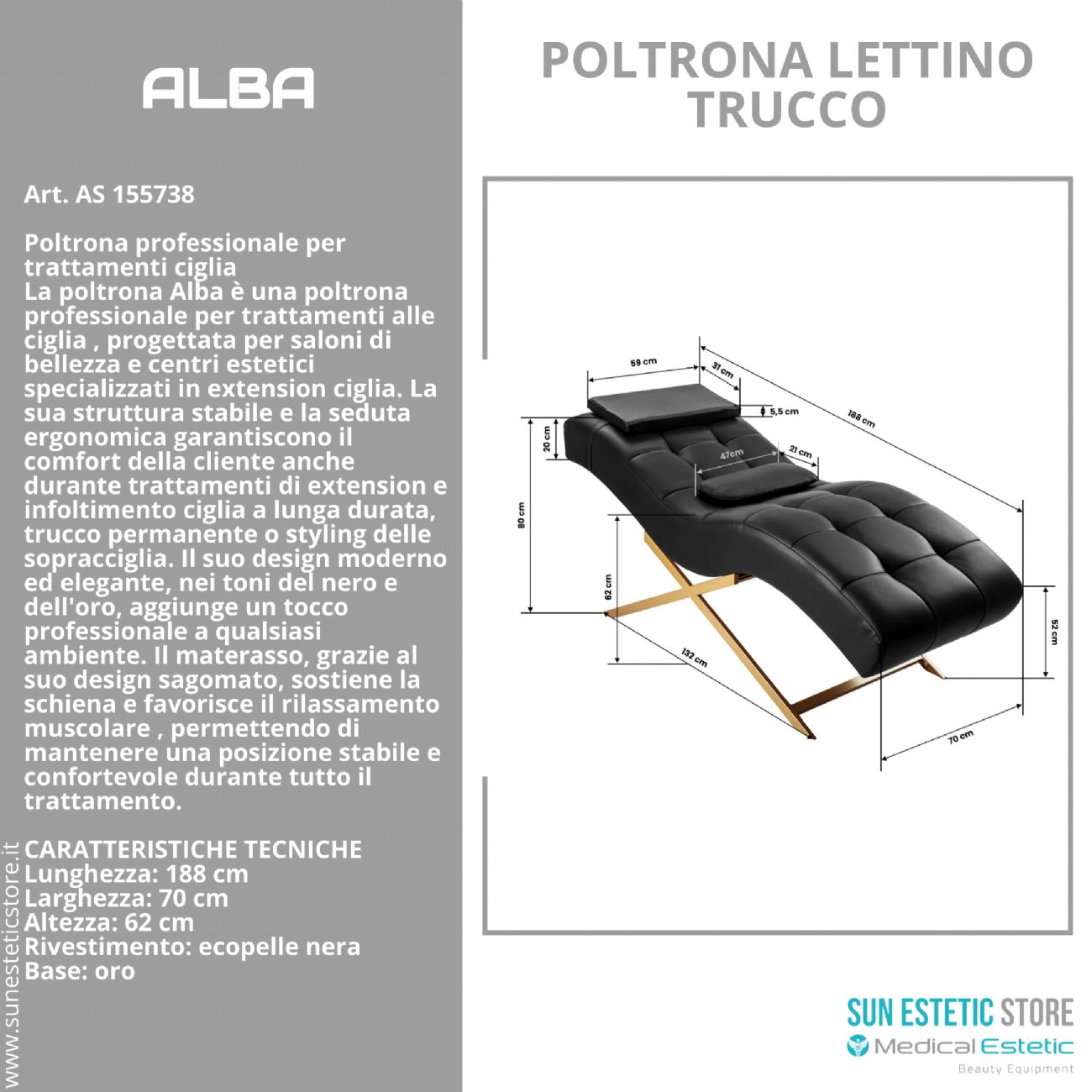 Poltrona Alba Professionale per Trattamenti Ciglia