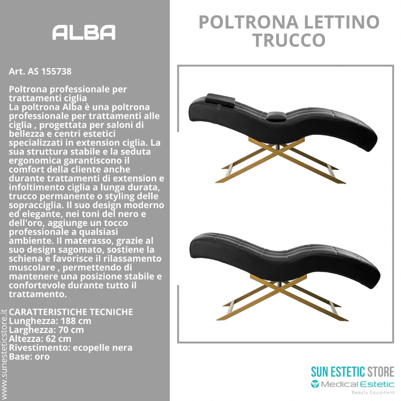 Poltrona Alba Professionale per Trattamenti Ciglia