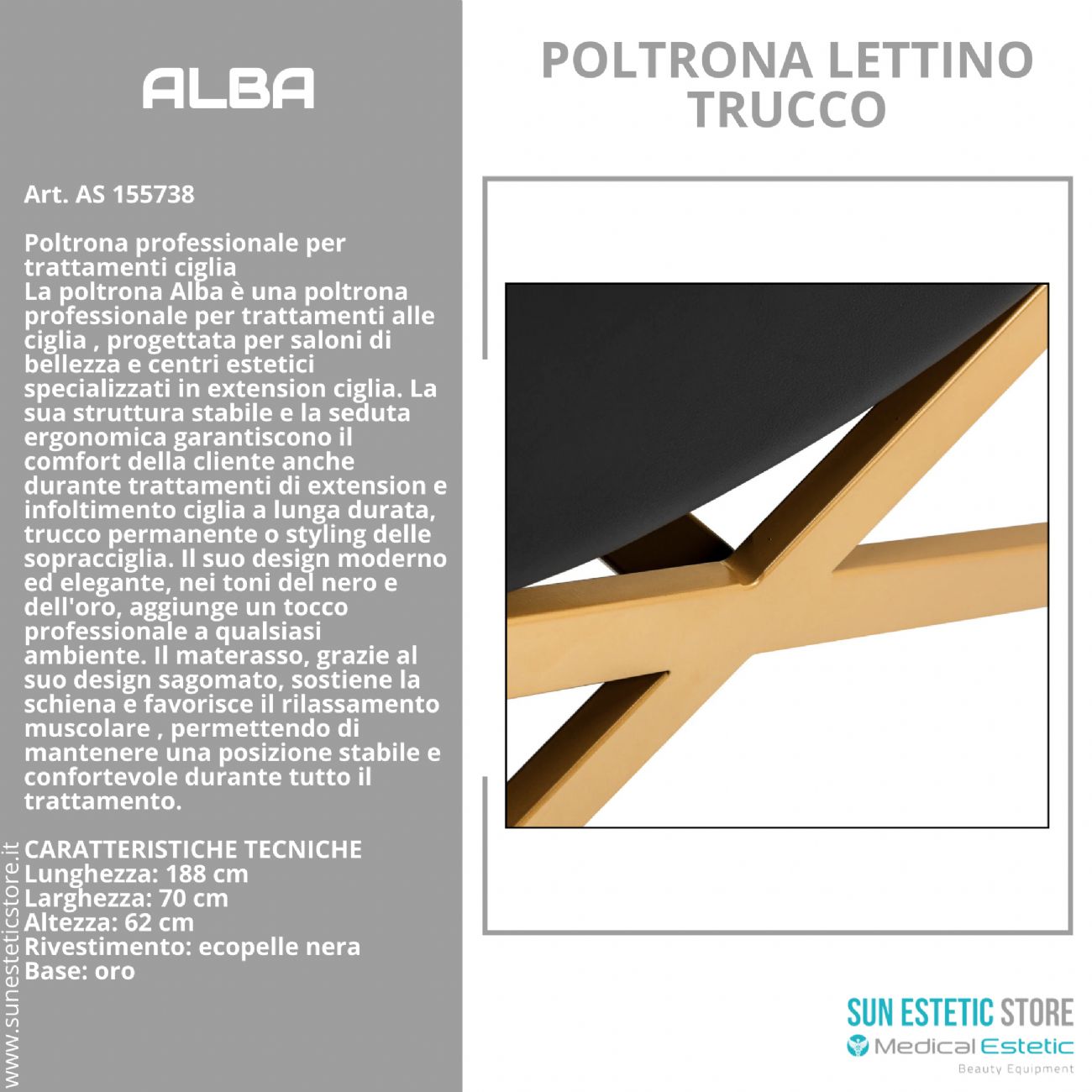 Poltrona Alba Professionale per Trattamenti Ciglia