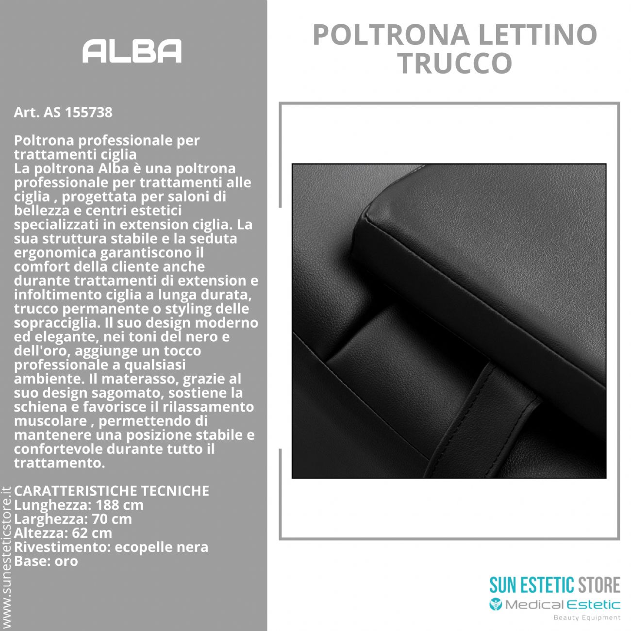 Poltrona Alba Professionale per Trattamenti Ciglia