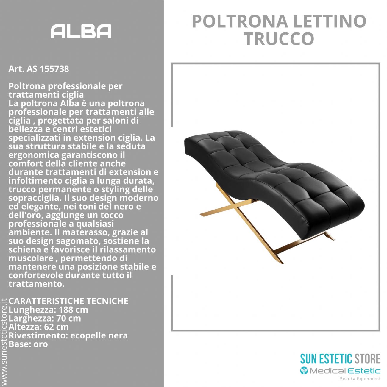 Poltrona Alba Professionale per Trattamenti Ciglia
