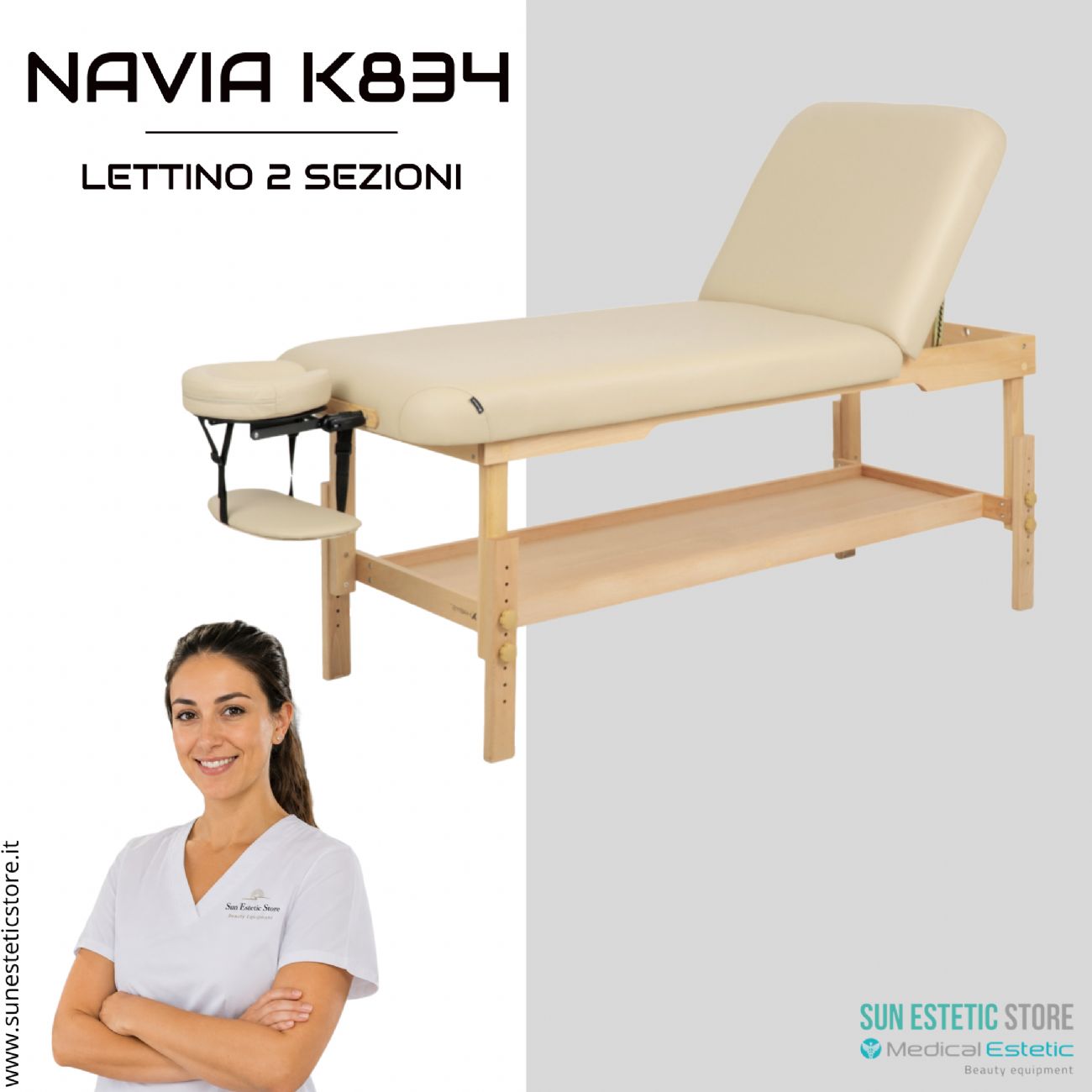 Navia K834: Lettino da Massaggio in Legno di Faggio