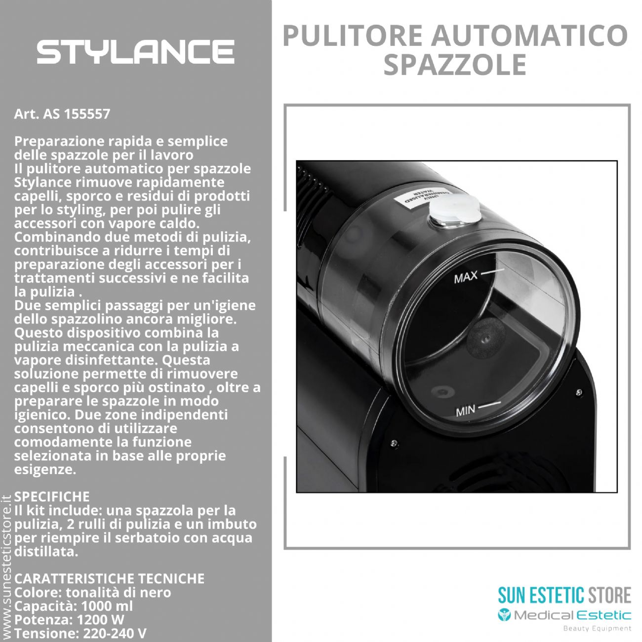 Stylance Pulitore Spazzole a Vapore per Parrucchieri