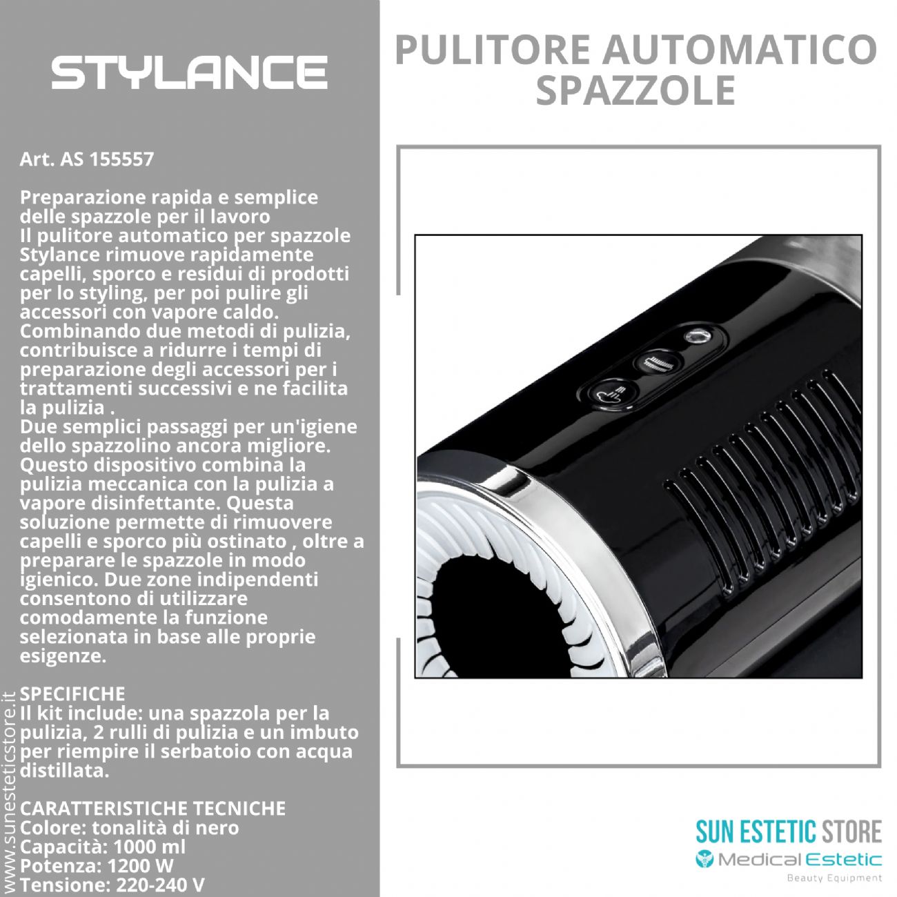 Stylance Pulitore Spazzole a Vapore per Parrucchieri